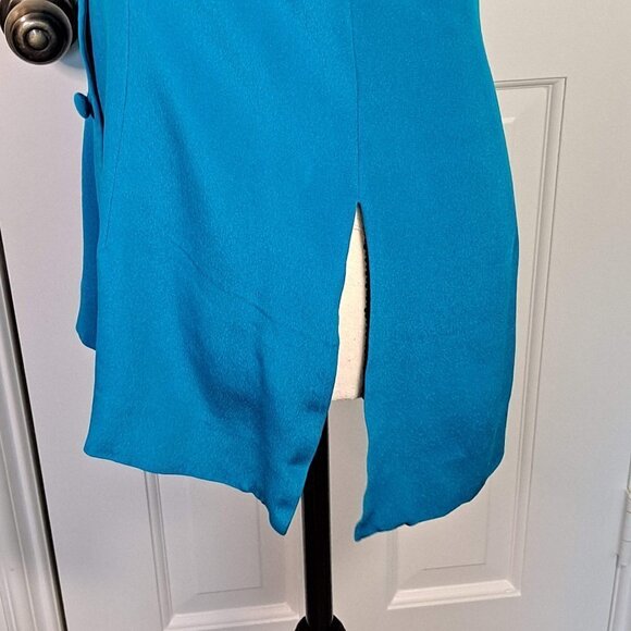 Adrianna Papell Size 4 100% Silk Turquoise Tunic/Jacket Button Front EUC - Picture 6 of 10